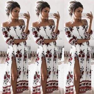 Women Summer Off Shoulder Beach Dress - fashionapparelshop.com