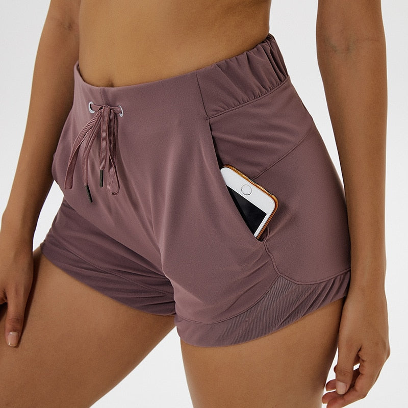 Women Phone Pockets Workout Running Sports Shorts - fashionapparelshop.com