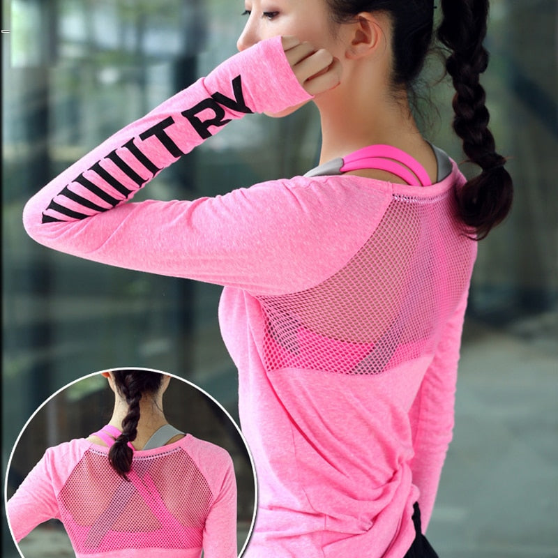 Women's Fitness thumb hole Breathable Tops - fashionapparelshop.com