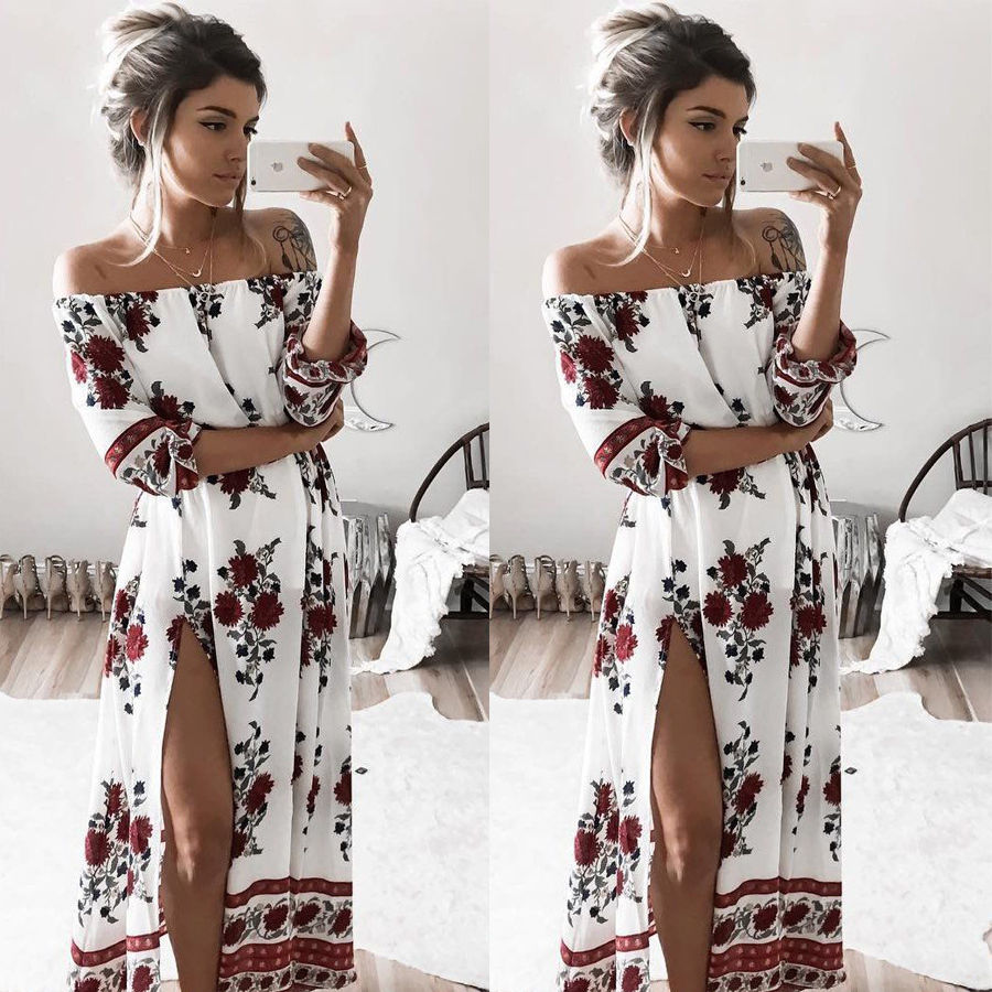 Women Summer Off Shoulder Beach Dress - fashionapparelshop.com